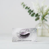 Makeup Eyelash QR Code Logo Glitzer Smoky Silber Visitenkarte (Stehend Vorderseite)