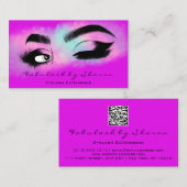 Makeup Eyelash QR CODE Logo Microblading Brow Pink Visitenkarte (Vorne/Hinten)