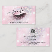 Makeup Eyelash QR Code Rosa Glitzer Auge Diamond Visitenkarte (Vorne/Hinten)