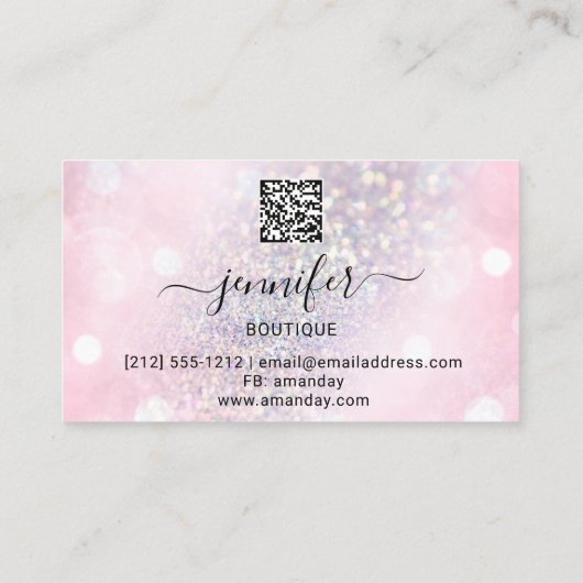 Makeup Eyelash QR Code Rosa Glitzer Auge Diamond Visitenkarte (Rückseite)