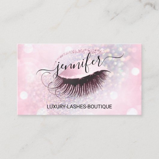 Makeup Eyelash QR Code Rosa Glitzer Auge Diamond Visitenkarte (Vorderseite)