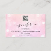 Makeup Eyelash QR Code Rosa Glitzer Auge Logo Visitenkarte (Rückseite)