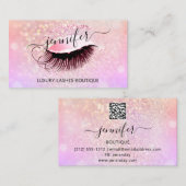 Makeup Eyelash QR-Glitzer-Logo Brow Pink Visitenkarte (Vorne/Hinten)