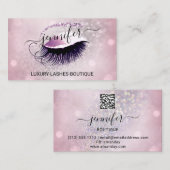 Makeup Eyelash QR-Logo Glitzer Rosa Grau Visitenkarte (Vorne/Hinten)