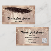 Makeup Eyelash Rose Glitzer QRCODE Logo Confetti Visitenkarte (Vorne/Hinten)
