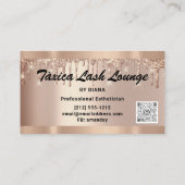 Makeup Eyelash Rose Glitzer QRCODE Logo-Tropfen Visitenkarte (Rückseite)