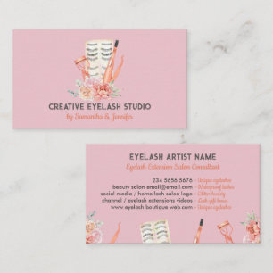 Makeup Eyelash Seller Pink Style Orange Visitenkarte