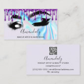 Makeup Eyelashes Brow QR CODE Logo Holograph Tropf Visitenkarte (Vorne/Hinten)