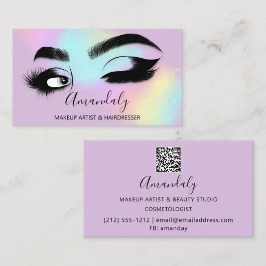 Makeup Eyelashes Brow QR CODE Logo rosa Paste Visitenkarte (Vorne/Hinten)