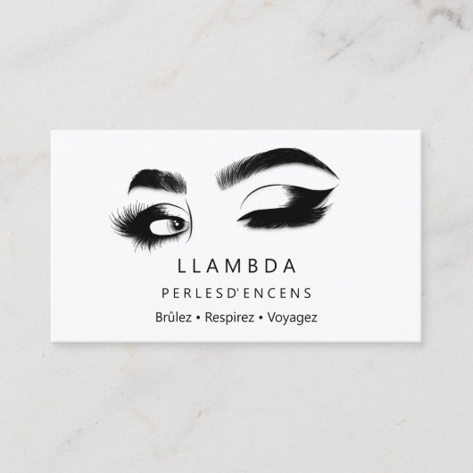 Makeup Eyelashes Brows Minimal Logo White Gold B Visitenkarte (Vorderseite)
