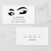 Makeup Eyelashes Brows Minimal Logo White Gold B Visitenkarte (Vorne/Hinten)