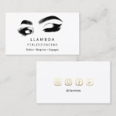 Makeup Eyelashes Brows Minimal Logo White Gold B Visitenkarte (Vorne/Hinten)