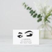 Makeup Eyelashes Brows Minimal Logo White Gold B Visitenkarte (Stehend Vorderseite)