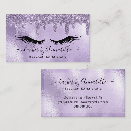 Makeup EyeLashes Sparkle Glitzer Tropfen Schwarz L Visitenkarte (Vorne/Hinten)