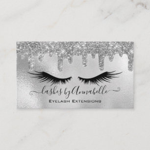 Makeup EyeLashes Sparkle Glitzer Tropfen Silver Visitenkarte
