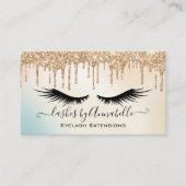 Makeup EyeLashes Sparkle Gold Glitzer Tropfen Visitenkarte (Vorderseite)