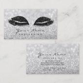 Makeup Eyes Lashes Extension Glitzer Grau Schwarz Visitenkarte (Vorne/Hinten)