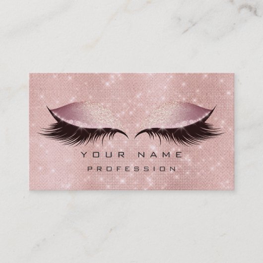 Makeup Eyes Lashes Glitzer Rose Gold Blush Luxus Visitenkarte (Vorderseite)