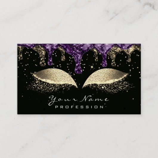 Makeup Eyes Lashes Glitzer Wax Black Gold Violet Visitenkarte (Vorderseite)