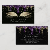 Makeup Eyes Lashes Glitzer Wax Black Gold Violet Visitenkarte (Vorne/Hinten)