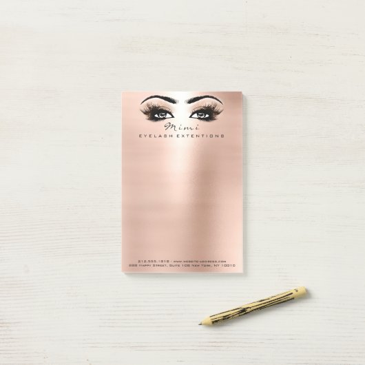Makeup Eyes Lashes Peach Name Web Telefonnummer Post-it Klebezettel (Auf Schreibtisch)