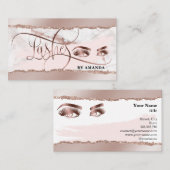 Makeup Eyes Lashes Rose Gold Marmorpapier Visitenkarte (Vorne/Hinten)