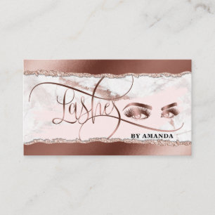Makeup Eyes Lashes Rose Gold Marmorpapier Visitenkarte