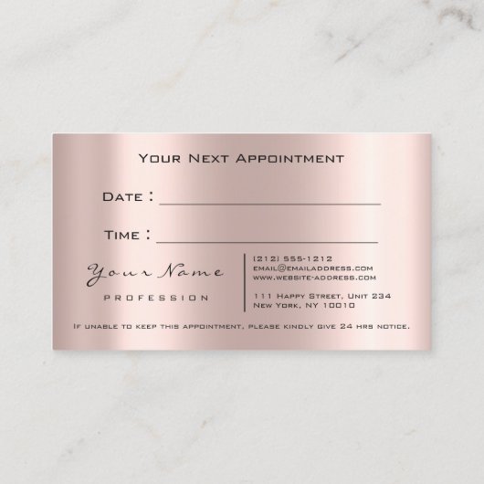 Makeup Eyes Lashes Spar Rose Tropfen Terminierungs Terminkarte (Rückseite)