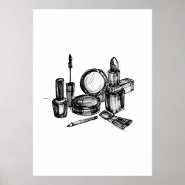 Makeup Fashion Sketch Poster