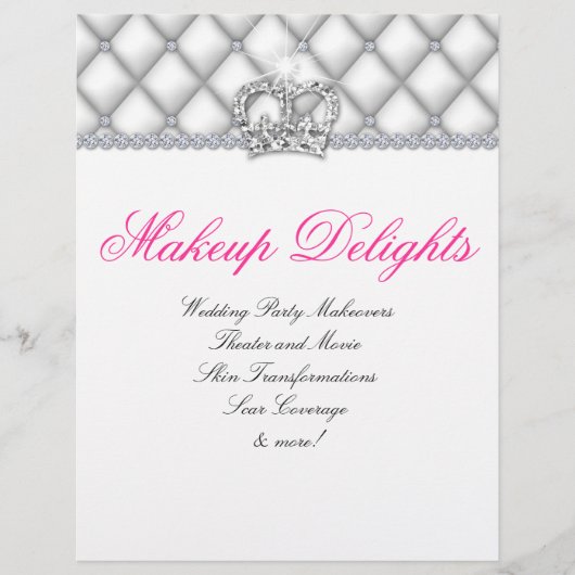 Makeup Flyer Friseur Salon Satin Diamonds White (Vorne)