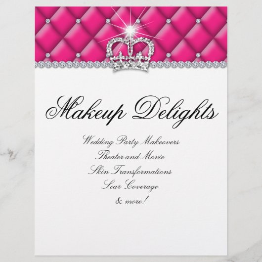 Makeup Flyer Haarsalon Satin Diamonds Pink Weiß (Vorne)