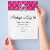 Makeup Flyer Haarsalon Satin Diamonds Pink Weiß (Hand)