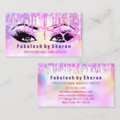 Makeup Friseur Holograph Unicorn Tropfen Rosa Visitenkarte (Vorne/Hinten)