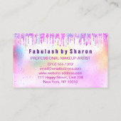 Makeup Friseur Holograph Unicorn Tropfen Rosa Visitenkarte (Rückseite)