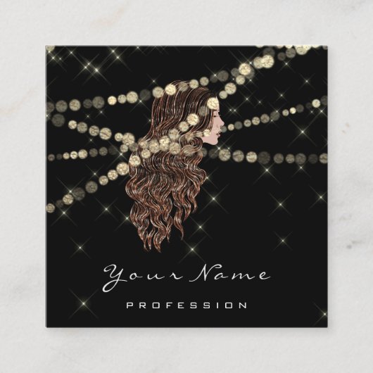 Makeup Friseur Lashes Mermaid Square Black Quadratische Visitenkarte (Vorderseite)