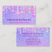 Makeup Friseur Pink Holograph Unicorn Tropfen Visitenkarte (Vorne/Hinten)