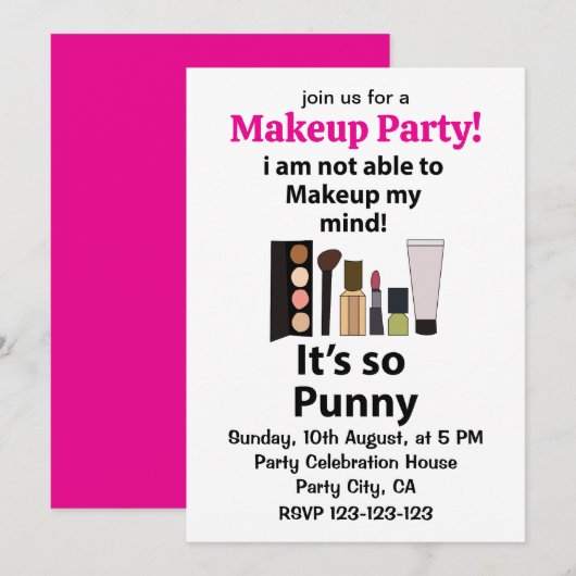 Makeup Funny Pun Makeup Einladung (Vorne/Hinten)