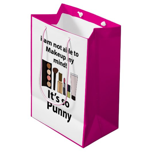 Makeup Funny Pun Makeup Mittlere Geschenktüte (Vorderseite Schrägansicht)
