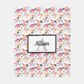 Makeup Girly Chic Monogram Niedlich Lipstick-Stric Fleecedecke (Vorderseite)