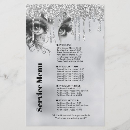 Makeup Glam Drilling Silber Glitzer (Rückseite)