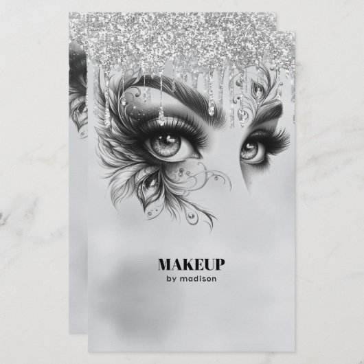 Makeup Glam Drilling Silber Glitzer (Vorne/Hinten)