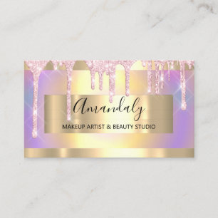 Makeup Glitzer Gold Gerahmten Tropfen Holograph Visitenkarte