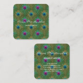 Makeup Glitzer Peacock Feathers Green Quadratische Visitenkarte (Vorne/Hinten)