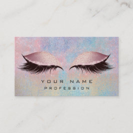 Makeup Gold Blush Pink Blue Eyes Lashes Glitzer Visitenkarte