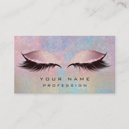 Makeup Gold Blush Pink Blue Eyes Lashes Glitzer Visitenkarte (Vorderseite)