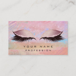 Makeup Gold Blush Pink Blue Eyes Lashes Glitzer Visitenkarte