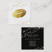 *~* Makeup Gold Glitzer Lips Gold Confetti Weiß Quadratische Visitenkarte (Vorne/Hinten)