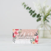 Makeup Haar Blumenmarmor Rose Gold Glitzer Visitenkarte (Stehend Vorderseite)