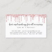 Makeup haar elegante Glaise rot Rosa Glitzer Tropf Visitenkarte (Rückseite)