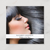 Makeup Haar Foto QR Code Social Media Quadratische Visitenkarte (Vorderseite)